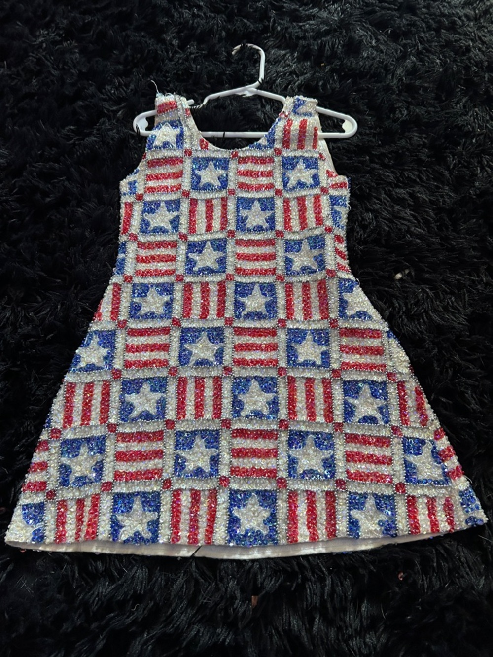 Kids Sequin Star & Stripe Dress - Red, White & Blue